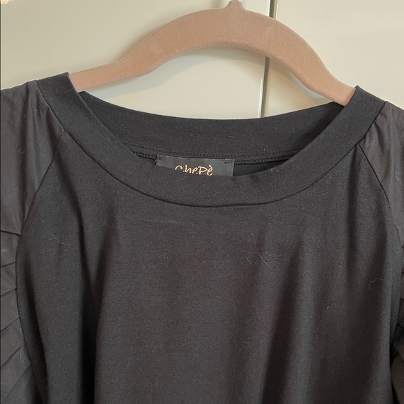 CHEPE ITALY Black Cotton Puff Sleeve T-Shirt Top, Size L - Picture 6 of 12